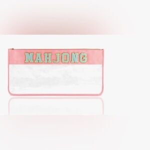 Pink Mahjong Clutch with Letters Tile Bag